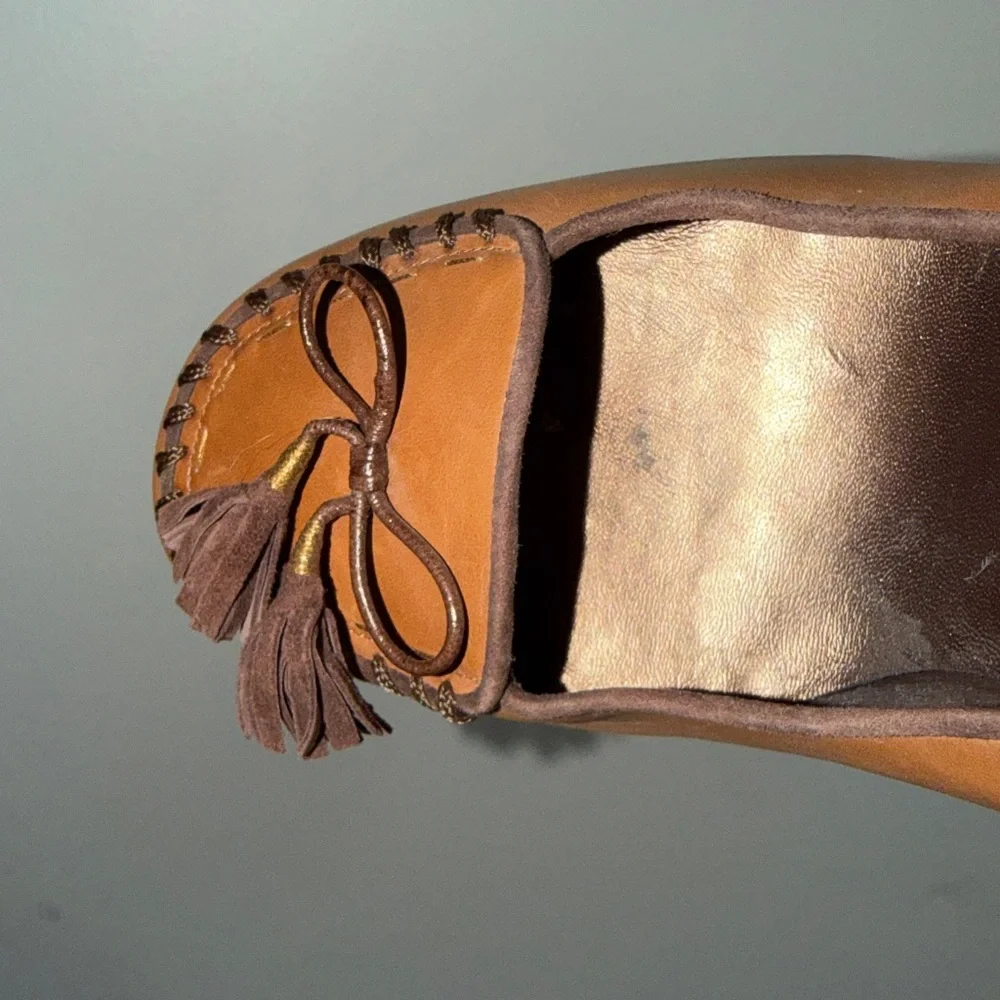 Cole Haan Tan Leather Tassel Loafer Pumps 10B